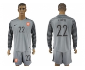 Holland #22 Vorm Grey Goalkeeper Long Sleeves Soccer Country Jersey