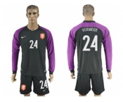 Holland #24 Vermeer Black Goalkeeper Long Sleeves Soccer Country Jersey