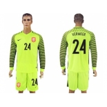 Holland #24 Vermeer Green Long Sleeves Goalkeeper Soccer Country Jersey