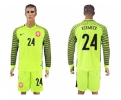 Holland #24 Vermeer Green Long Sleeves Goalkeeper Soccer Country Jersey