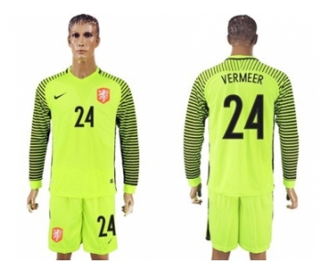 Holland #24 Vermeer Green Long Sleeves Goalkeeper Soccer Country Jersey