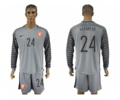 Holland #24 Vermeer Grey Goalkeeper Long Sleeves Soccer Country Jersey