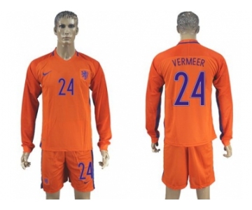 Holland #24 Vermeer Home Long Sleeves Soccer Country Jersey