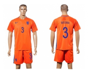 Holland #3 Bruma Home Soccer Country Jersey