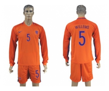 Holland #5 Willems Home Long Sleeves Soccer Country Jersey