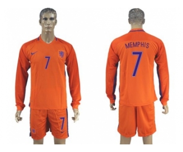 Holland #7 Memphis Home Long Sleeves Soccer Country Jersey1