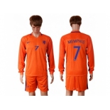 Holland #7 Memphis Home Long Sleeves Soccer Country Jersey