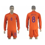 Holland #8 Afellay Home Long Sleeves Soccer Country Jersey