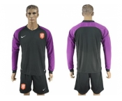 Holland Blank Black Goalkeeper Long Sleeves Soccer Country Jersey