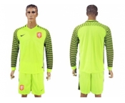 Holland Blank Green Long Sleeves Goalkeeper Soccer Country Jersey