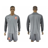 Holland Blank Grey Goalkeeper Long Sleeves Soccer Country Jersey