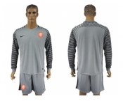 Holland Blank Grey Goalkeeper Long Sleeves Soccer Country Jersey