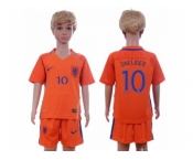 Holland #10 Sneijder Home Kid Soccer Country Jersey