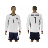 Colombia #1 David Ospina Away Long Sleeves Soccer Country Jersey