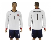 Colombia #1 David Ospina Away Long Sleeves Soccer Country Jersey