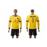 Colombia #1 David Ospina Home Long Sleeves Soccer Country Jersey