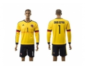 Colombia #1 David Ospina Home Long Sleeves Soccer Country Jersey