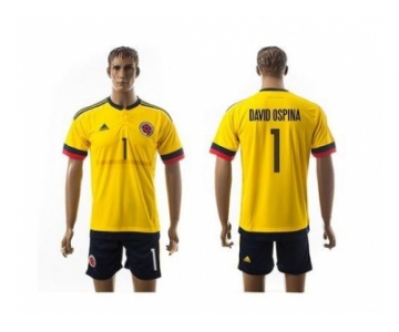 Colombia #1 David Ospina Home Soccer Country Jersey