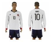 Colombia #10 James Away Long Sleeves Soccer Country Jersey