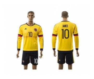 Colombia #10 James Home Long Sleeves Soccer Country Jersey