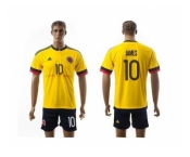 Colombia #10 James Home Soccer Country Jersey