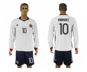 Colombia #10 Rodriguez Away Long Sleeves Soccer Country Jersey