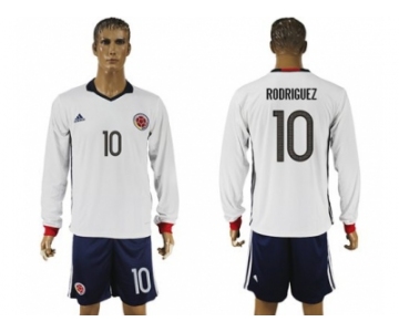 Colombia #10 Rodriguez Away Long Sleeves Soccer Country Jersey