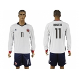 Colombia #11 Quintero Away Long Sleeves Soccer Country Jersey