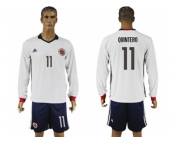 Colombia #11 Quintero Away Long Sleeves Soccer Country Jersey