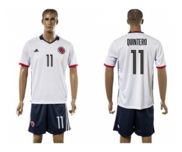 Colombia #11 Quintero Away Soccer Country Jersey