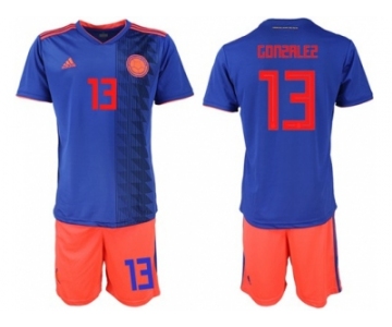 Colombia #13 Gonzalez Away Soccer Country Jersey