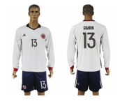 Colombia #13 Guarin Away Long Sleeves Soccer Country Jersey