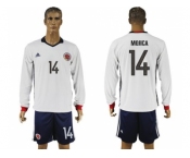 Colombia #14 Mojica Away Long Sleeves Soccer Country Jersey