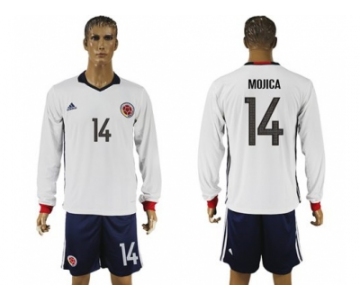 Colombia #14 Mojica Away Long Sleeves Soccer Country Jersey