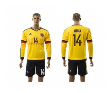 Colombia #14 Mojica Home Long Sleeves Soccer Country Jersey