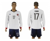 Colombia #17 Pardo Away Long Sleeves Soccer Country Jersey