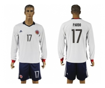 Colombia #17 Pardo Away Long Sleeves Soccer Country Jersey