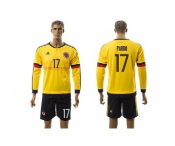 Colombia #17 Pardo Home Long Sleeves Soccer Country Jersey