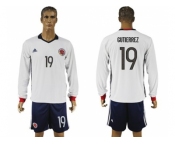 Colombia #19 Gutierrez Away Long Sleeves Soccer Country Jersey