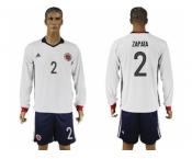 Colombia #2 Zapata Away Long Sleeves Soccer Country Jersey