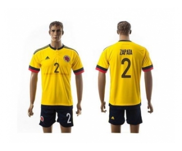 Colombia #2 Zapata Home Soccer Country Jersey