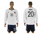 Colombia #20 Torres Away Long Sleeves Soccer Country Jersey