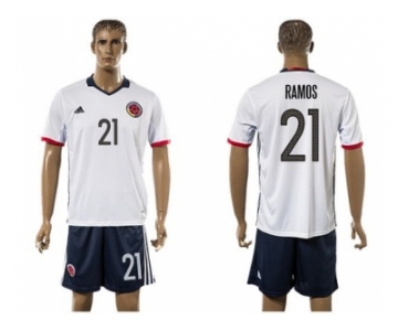 Colombia #21 Ramos Away Soccer Country Jersey