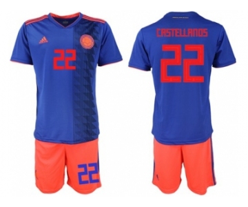 Colombia #22 Castellanos Away Soccer Country Jersey