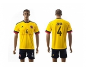 Colombia #4 Zapata Home Soccer Country Jersey