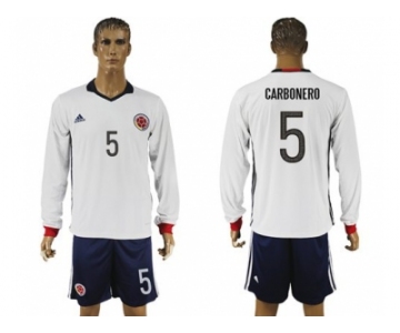 Colombia #5 Carbonero Away Long Sleeves Soccer Country Jersey