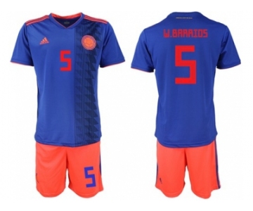 Colombia #5 W.Barrios Away Soccer Country Jersey