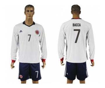 Colombia #7 Bacca Away Long Sleeves Soccer Country Jersey