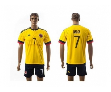 Colombia #7 Bacca Home Soccer Country Jersey