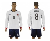 Colombia #8 Cardona Away Long Sleeves Soccer Country Jersey